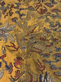 A Chinese yellow-ground kesi silk 'Dragon' panel, 18/19th C.