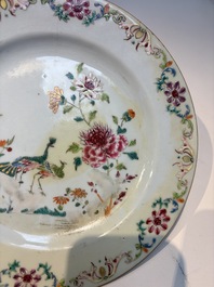 Nine Chinese famille rose plates with floral design, Qianlong