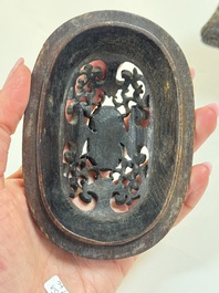 Two Chinese bronze censers, one with a wooden cover,  Ti An 惕庵 mark, 19th C.