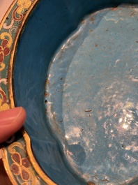 A Chinese cloisonn&eacute; quatrefoil jardini&egrave;re with later European-mounted feet, 18/19th C.