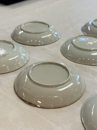Eight sets of Chinese famille rose cups and saucers with floral design, Qianlong