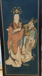 Chinese school: 'Elegant Lady and Dignitary', mixed media on paper, 20th C.