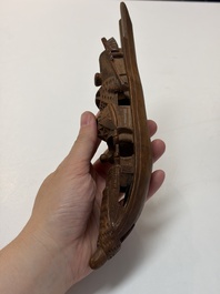 A group of 11 Chinese carved bamboo and wooden works, 19/20th C.