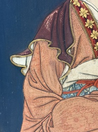 Chinese school: 'Elegant Lady and Dignitary', mixed media on paper, 20th C.