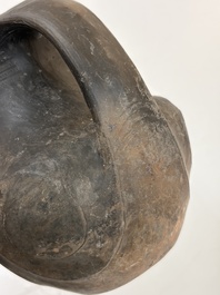 Two Chinese Sichuan black burnished pottery amphoras, Han