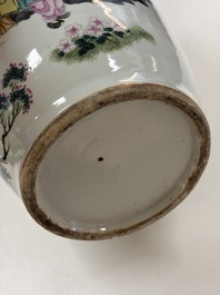 A Chinese famille rose 'Meng Mu San Qian 孟母三遷' and 'Antiquities' vase, signed Ye Yichun 葉宜春, dated 1923