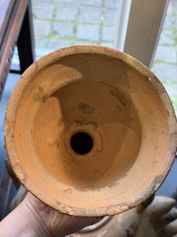 A large inscribed Chinese spiked funerary jar and cover, Northern Song, dated 1026