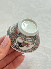 Four Chinese famille rose cups and saucers, Yongzheng/Qianlong