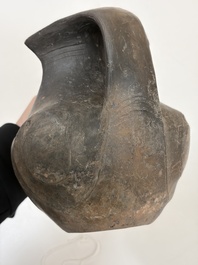 Two Chinese Sichuan black burnished pottery amphoras, Han