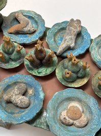 A Chinese sancai-glazed pottery model of an offering table, Ming