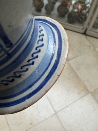 A blue and white Antwerp maiolica wet drug jar inscribed 'S ACETOSITATIS', 16th C.