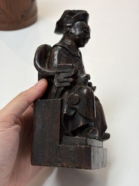 A group of 11 Chinese carved bamboo and wooden works, 19/20th C.