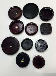 A collection of 111 Chinese wooden stands, 19/20th C.