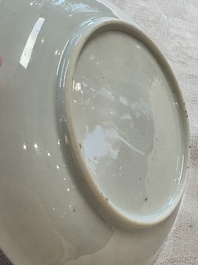 Four Chinese famille rose cups and saucers, Yongzheng/Qianlong
