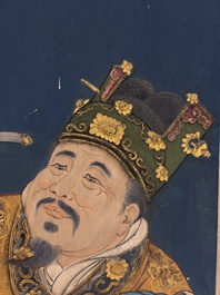 Chinese school: 'Elegant Lady and Dignitary', mixed media on paper, 20th C.