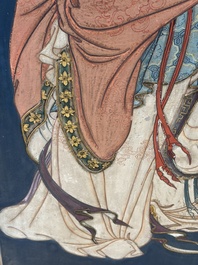 Chinese school: 'Elegant Lady and Dignitary', mixed media on paper, 20th C.