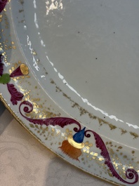 A Chinese polychrome and gilt-decorated armorial dish with the arms of McMahon, Jiaqing, ca. 1810