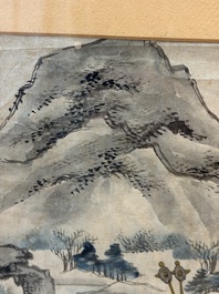 Chinese school: four 'Hunting Scene' paintings, ink and colour on paper, 19/20th C.