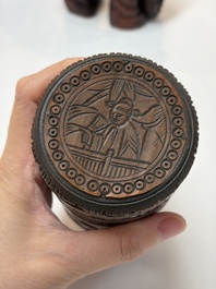 A group of 11 Chinese carved bamboo and wooden works, 19/20th C.