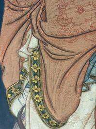 Chinese school: 'Elegant Lady and Dignitary', mixed media on paper, 20th C.