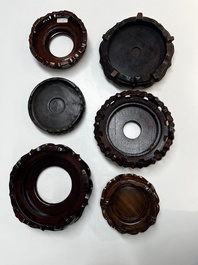 A collection of 20 Chinese wooden stands, 19/20th C.