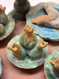 A Chinese sancai-glazed pottery model of an offering table, Ming