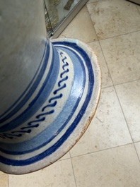 A blue and white Antwerp maiolica wet drug jar inscribed 'S ACETOSITATIS', 16th C.