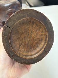 A group of 11 Chinese carved bamboo and wooden works, 19/20th C.