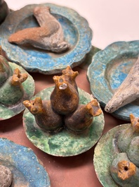 A Chinese sancai-glazed pottery model of an offering table, Ming