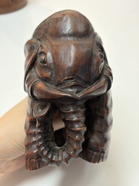 A group of 11 Chinese carved bamboo and wooden works, 19/20th C.