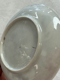 Four Chinese famille rose cups and saucers, Yongzheng/Qianlong