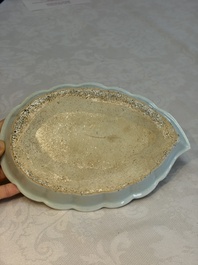 A Chinese famille rose armorial leaf-shaped dish for the Spanish market, Qianlong, ca. 1775