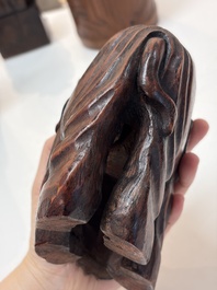 A group of 11 Chinese carved bamboo and wooden works, 19/20th C.