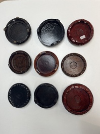 A collection of 111 Chinese wooden stands, 19/20th C.