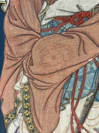 Chinese school: 'Elegant Lady and Dignitary', mixed media on paper, 20th C.