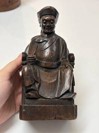 A group of 11 Chinese carved bamboo and wooden works, 19/20th C.