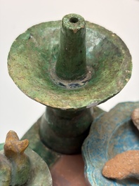 A Chinese sancai-glazed pottery model of an offering table, Ming