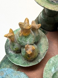 A Chinese sancai-glazed pottery model of an offering table, Ming