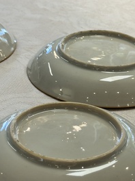 Eight sets of Chinese famille rose cups and saucers with floral design, Qianlong