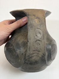 Two Chinese Sichuan black burnished pottery amphoras, Han