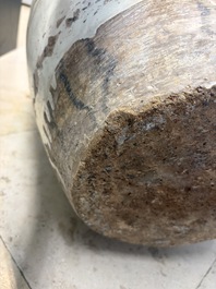A large Chinese Cizhou ware slip-glazed wine jar, Ming