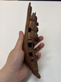 A group of 11 Chinese carved bamboo and wooden works, 19/20th C.