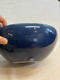 Four Chinese sacrificial blue-glazed wares, Qianlong mark, 18/19th C.