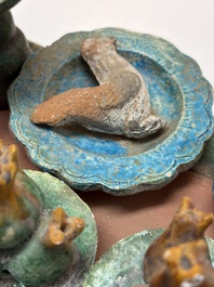 A Chinese sancai-glazed pottery model of an offering table, Ming