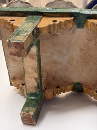 A Chinese sancai-glazed pottery model of an offering table, Ming