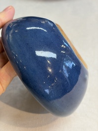 Four Chinese sacrificial blue-glazed wares, Qianlong mark, 18/19th C.