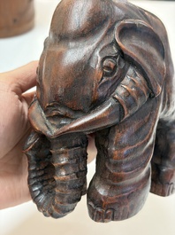 A group of 11 Chinese carved bamboo and wooden works, 19/20th C.
