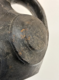 Two Chinese Sichuan black burnished pottery amphoras, Han