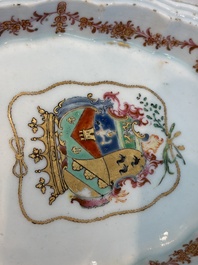 A Chinese famille rose armorial leaf-shaped dish for the Spanish market, Qianlong, ca. 1775