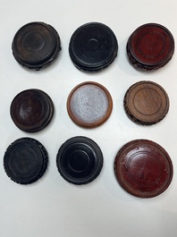 A collection of 111 Chinese wooden stands, 19/20th C.